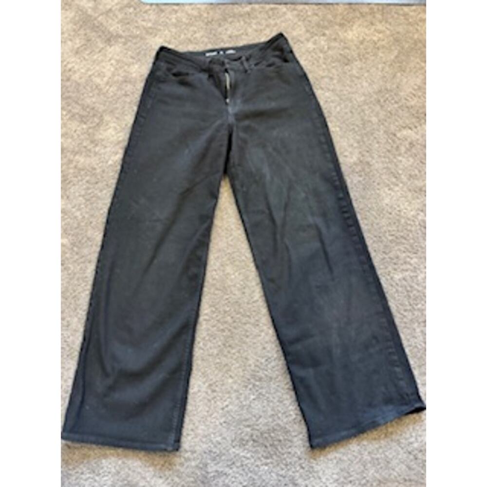 Old Navy Black High Rise Wow Wide Leg Jeans Women’s 10 Long Stretch Denim